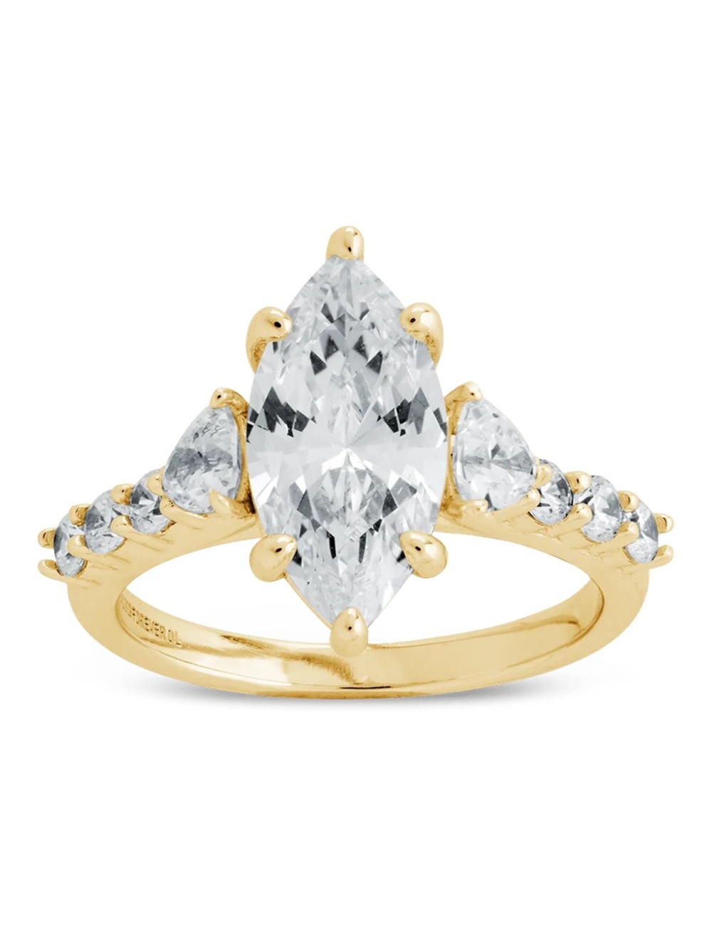 New Sterling Forever 14k Gold Over .925 Sterling Silver Gold Marquise-Cut Ring
